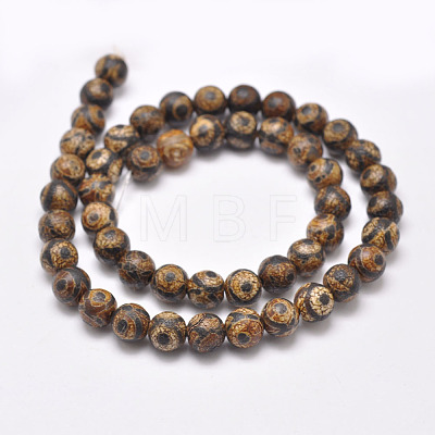 Tibetan Style 3-Eye dZi Beads Strands X-G-P229-A-03-8mm-1