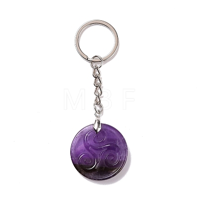 Natural Amethyst Triskele/Triskelion Pendant Keychain KEYC-A031-01P-02-1