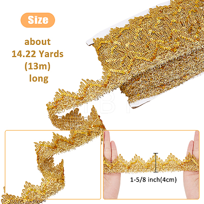 13M Sequin Polyester Wavy Lace Ribbon OCOR-WH0090-037B-1