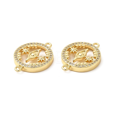 Rack Plating Brass Micro Pave Clear Cubic Zirconia Connector Charms KK-D087-03G-1