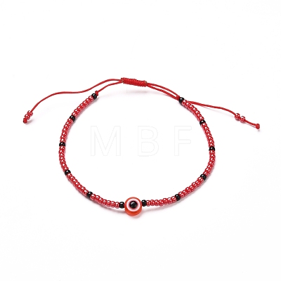 Adjustable Round Glass Seed Beaded Bracelet BJEW-JB06645-1