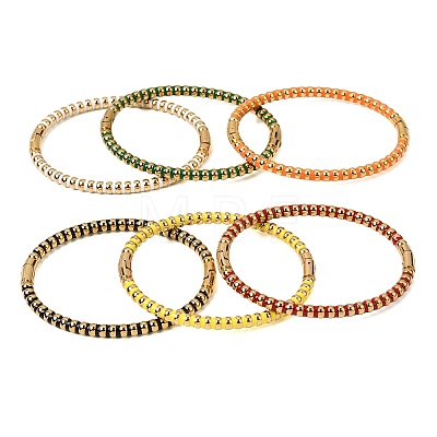 304 Stainless Steel Enamel Bangles for Women BJEW-D408-37G-1