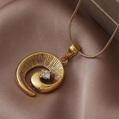 304 Stainless Steel Spiral Shape Pendant Necklaces for Women RE0047-1