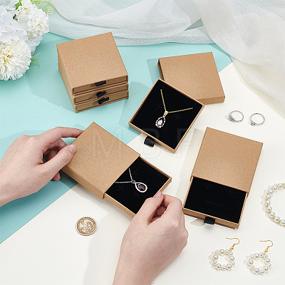 Cardboard Jewelry Set Storage Drawer Boxes CON-WH0112-007A-1