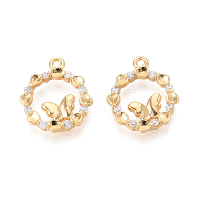 Brass Micro Pave Cubic Zirconia Pendants X1-KK-N263-78C-G-1