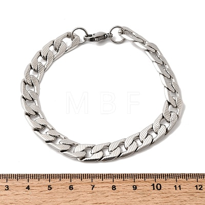 201 Stainless Steel Cuban Link Chains Bracelets for Women Men STAS-T077-19A-03P-1