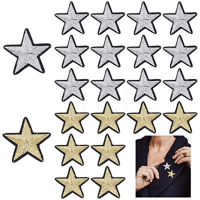40Pcs 2 Style Star Pattern Cloth Computerized Embroidery Iron On/Sew On Patches PATC-GA0001-07-1