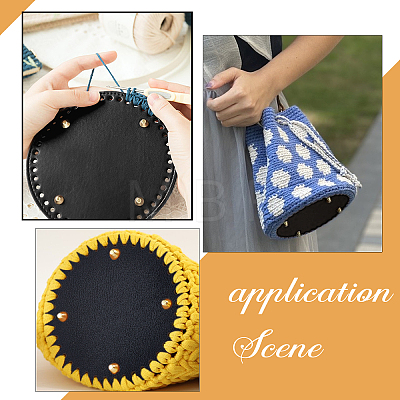   5Pcs 5 Style Flat Round PU Leather Knitting Crochet Bags Nail Bottom Shaper Pad DIY-PH0009-52-1