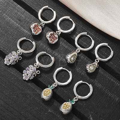 Brass Cubic Zirconia Hoop Earrings EJEW-Q015-01P-1