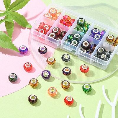 70Pcs 10 Colors Transparent Resin European Beads RPDL-YW0001-05-1