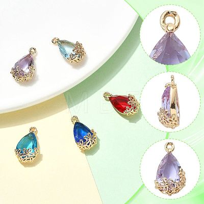5Pcs 5 Colors Transparent Glass Pendants GLAA-FS0002-74-1