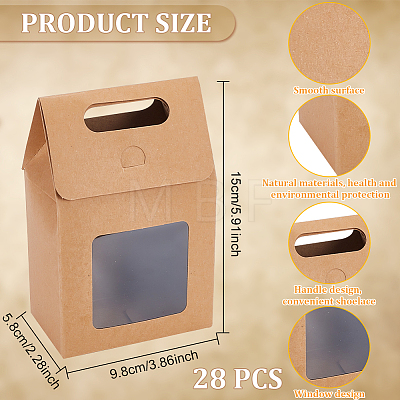 Folding Paper Gift Bags with Hole Handle and Plastic Visible Window ABAG-WH0044-35A-1