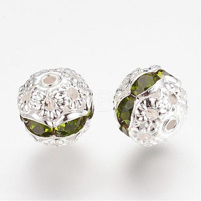 Brass Rhinestone Beads RB-A011-8mm-09S-1