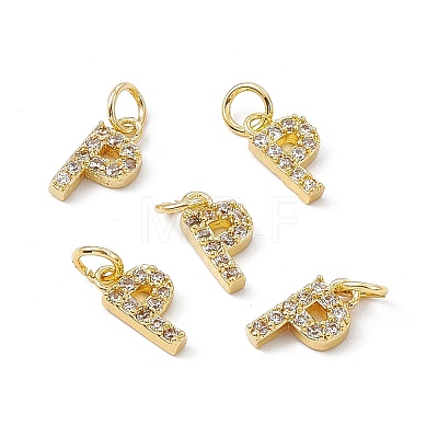 Real 18K Gold Plated Brass Micro Pave Clear Cubic Zirconia Charms KK-E068-VB452-P-1