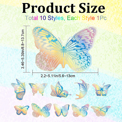 10Pcs Butterfly Colorful Suncatcher Rainbow Prism Electrostatic Glass Stickers DIY-WH0409-69E-1