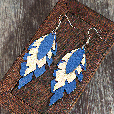 Zinc Alloy & Imitation Leather Dangle Earrings WG35889-01-1