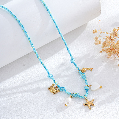Summer Beach Braided Rope Bib Necklaces SZ6362-4-1