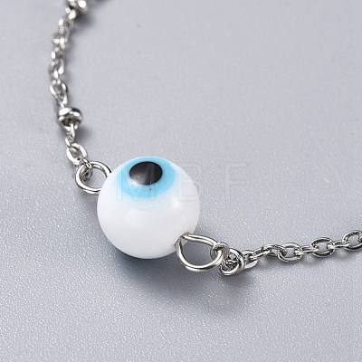 Handmade Lampwork Evil Eye Beads Beaded Bracelets BJEW-JB04462-01-1