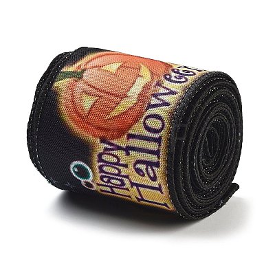 5 Yards Halloween Printed Polyester Wired Ribbon OCOR-K009-02B-1