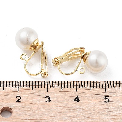 304 Stainless Steel Clip-on Earring Findings with Imitation Pearl Plastic Beaded STAS-H216-03B-G-1