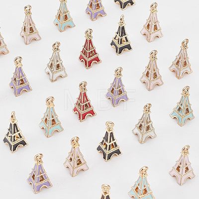  36Pcs 6 Colors Alloy Enamel Pendants ENAM-NB0001-94-1