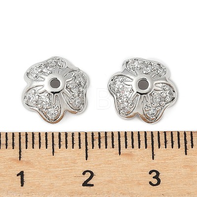 Brass Micro Pave Clear Cubic Zirconia Bead Caps KK-V015-33P-1