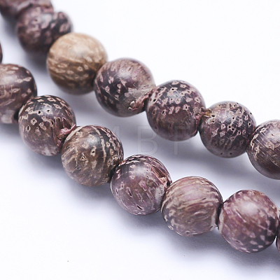 Natural Sandalwood Beads Strands WOOD-P011-01-4mm-1