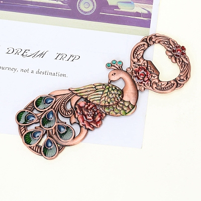 European Style Peacock Alloy Rhinestone Bottle Openers FAMI-PW0003-01-1