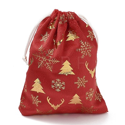 Gold Stamping Christmas Velvet Storage Bags ABAG-Q053-01A-03B-1