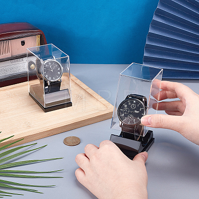 2Pcs Transparent Plastic Single Watch Display Cases CON-PH0003-57-1