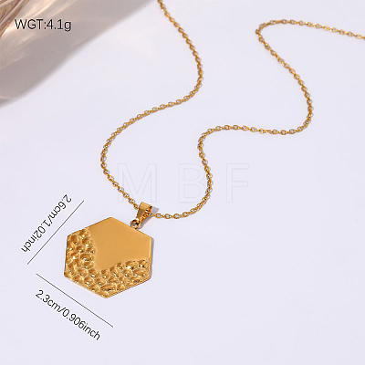 304 Stainless Steel Textured Geometric Pendant Necklaces for Women WG5062C-05-1