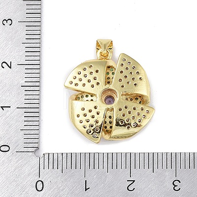 Rack Plating Brass Micro Pave Cubic Zirconia Pendants KK-K341-49G-02-1