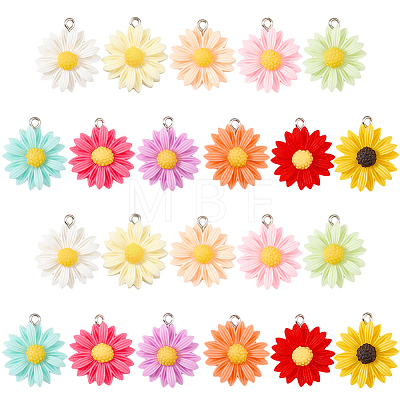 44Pcs 11 Colors Opaque Resin Pendants RESI-SC0006-81-1