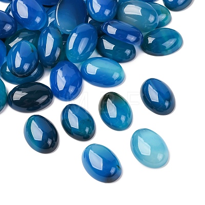 Dyed Oval Natural Blue Agate Cabochons X-G-K020-18x13mm-08-1