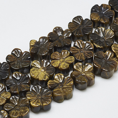 Carved Natural Tiger Eye Beads Strands G-T122-08A-1