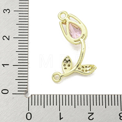 Rack Plating Brass Micro Pave Clear Cubic Zirconia Flower Connertor Charms KK-Z043-03B-1