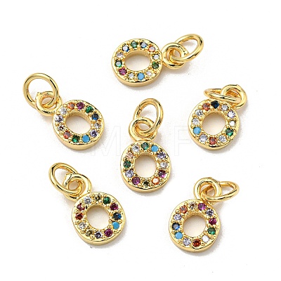 Brass Micro Pave Colorful Cubic Zirconia Charms ZIRC-F092-01-O-1