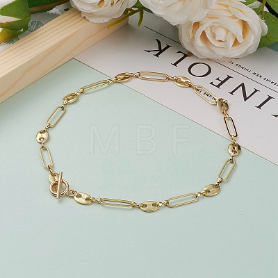 Brass Paperclip Chain & Coffee Bean Chain Necklaces NJEW-JN03251-1