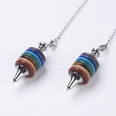 Chakra Natural/Synthetic Mixed Stone Coil Dowsing Pendulums G-E436-01-1