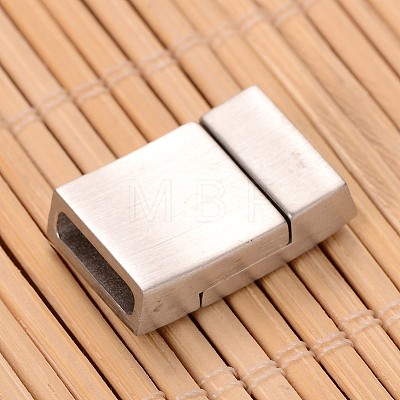 Mixed Smooth & Matte 304 Stainless Steel Rectangle Magnetic Clasps with Glue-in Ends STAS-I045-05-1