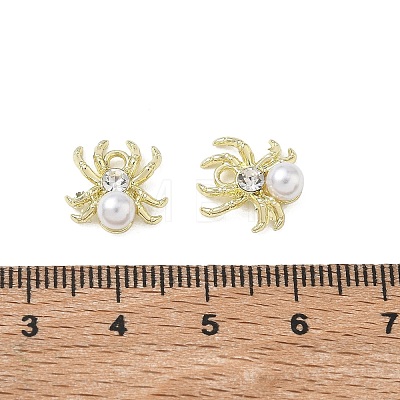 Alloy & ABS Plastic Pearl & Rhinestone Pendants Spider Charms PL-CBA5609-02G-B-1