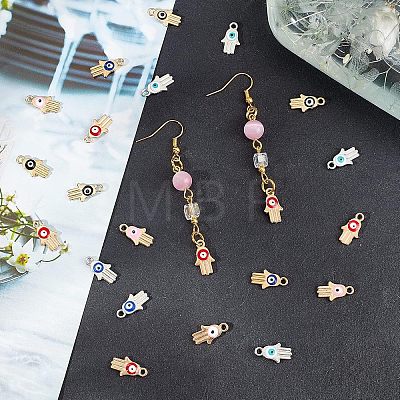 SUPERFINDINGS 32Pcs 8 Colors Alloy Enamel Pendants ENAM-FH0001-17-1