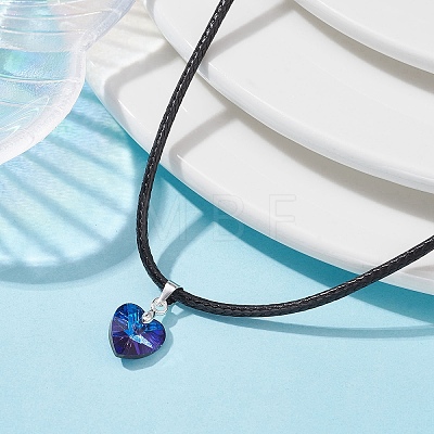 Glass Heart Pendant Necklaces NJEW-JN04476-02-1