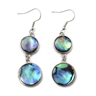 Brass Natural Abalone Shell Dangle Earrings EJEW-F388-01F-P-1