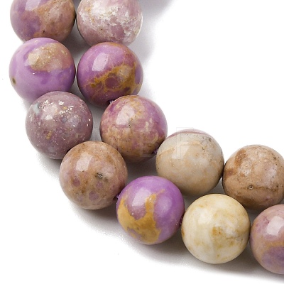 Natural Lepidolite/Purple Mica Stone Beads Strands G-K401-A01-8mm-1