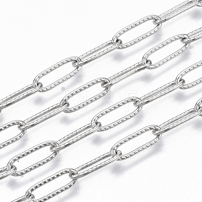 304 Stainless Steel Textured Paperclip Chains CHS-S006-JN954-1-1