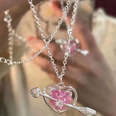 Valentine's Day Heart & Arrow Alloy Rhinestone Charm Bracelets FS-WG94D09-01-1