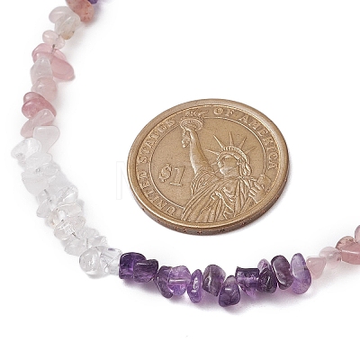 Natural Rose Quartz & Quartz Crystal & Amethyst Chip Beaded Necklaces NJEW-JN05099-04-1