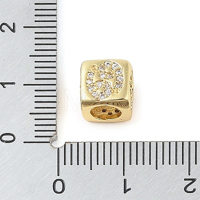 Brass Micro Pave Clear Cubic Zirconia European Beads KK-K368-01G-04-1