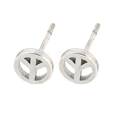 Rack Plated Peace Sign Brass Studs Earrings for Women EJEW-Z048-01P-1